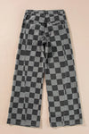 Selene Checkered Wide Leg Jeans with Pockets