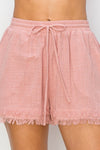 Novah Drawstring Frayed Shorts