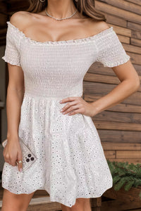 Naya Smocked Off-Shoulder Short Sleeve Mini Dress