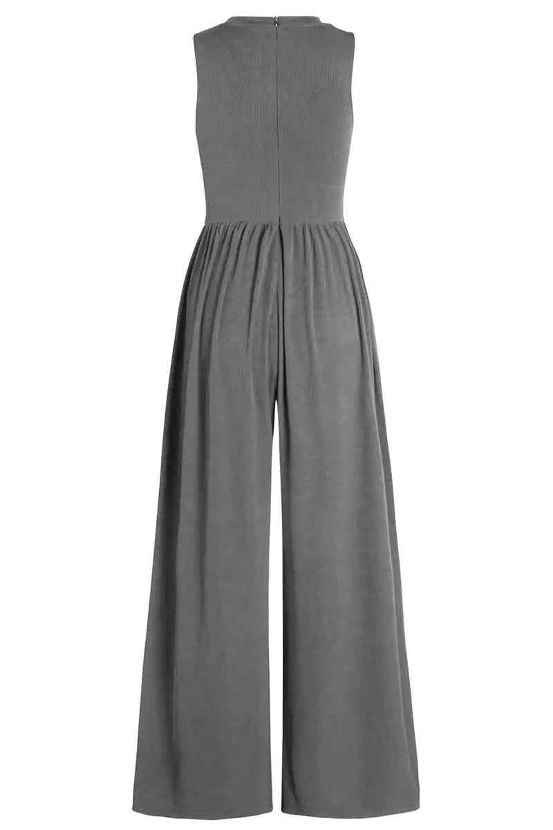 Wynter Round Neck Sleeveless Jumpsuit with Pockets