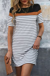 Sylvie Striped Round Neck Short Sleeve Mini Dress