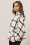 Drew Plaid Long Sleeve Jacket with Side Slit Pockets