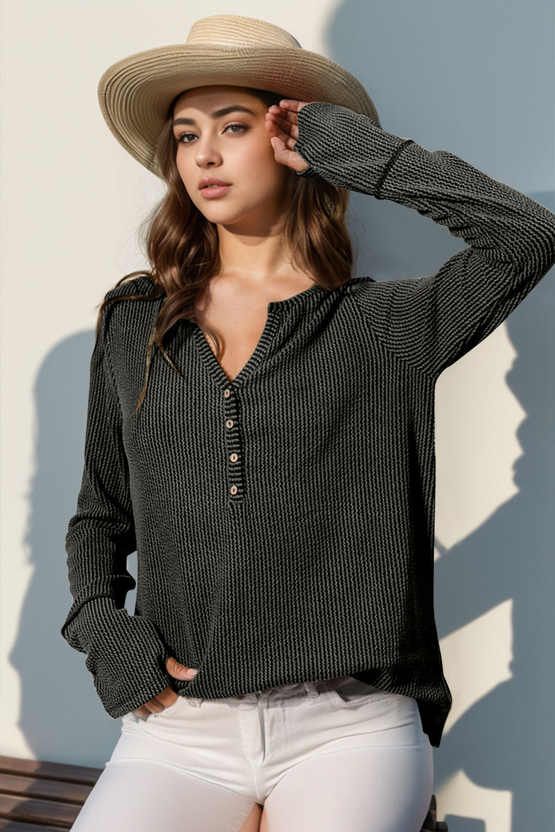 Raegan Notched Thumbhole Long Sleeve T-Shirt