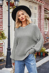 Reagan Ribbed Drop Shoulder Lantern Sleeve Sweater