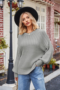 Reagan Ribbed Drop Shoulder Lantern Sleeve Sweater