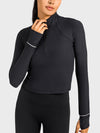 Journee Mock Neck Half Zip Long Sleeve Sport Top