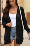 Maeve Openwork Open Front Long Sleeve Cardigan