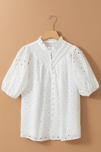 Kai Eyelet Button Up Half Sleeve Blouse