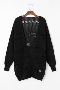 Maeve Openwork Open Front Long Sleeve Cardigan