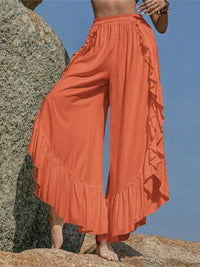 Gabriella Ruffled Slit Wide Leg Pants