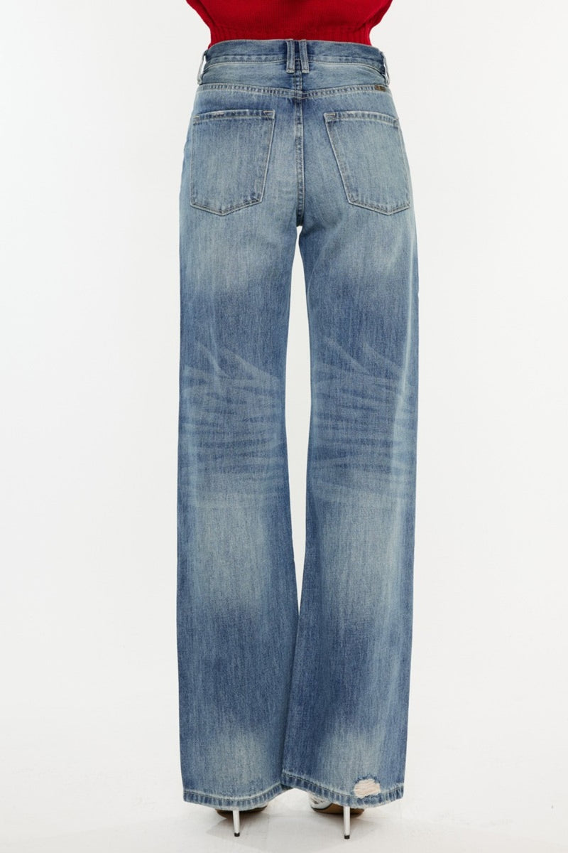 Zainab Distressed High Waist Bootcut Jeans