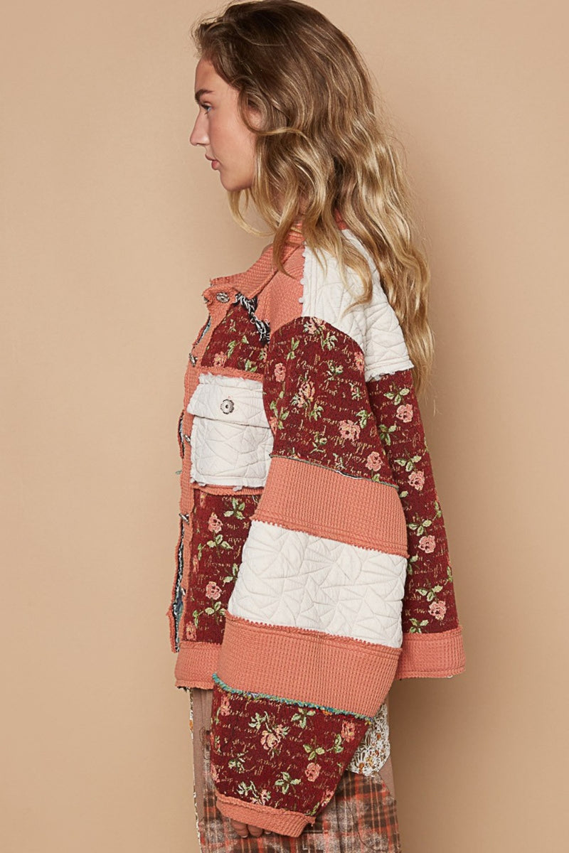 Rayna Washed Jacquard Color Block Jacket