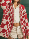 Avery Checkered Open Front Long Sleeve Cardigan