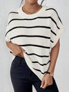 Ruth Striped Round Neck Short Sleeve Knit Top