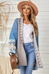 Autumn Geometric Open Front Long Sleeve Cardigan