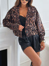 Henley Leopard Collared Neck Cropped Jacket