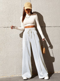 Julieta Honey Drawstring Elastic Waist Wide Leg Pants