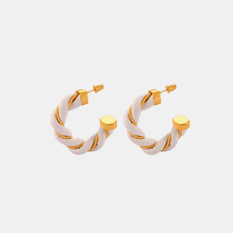 Chana Twisted Leather Rope C-Hoop Earrings