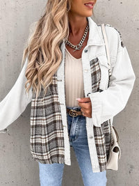 Alaina Plaid Button Up Dropped Shoulder Jacket