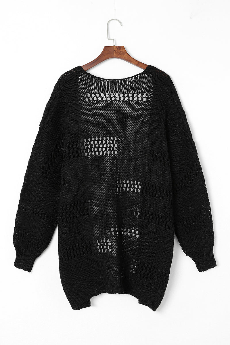 Maeve Openwork Open Front Long Sleeve Cardigan