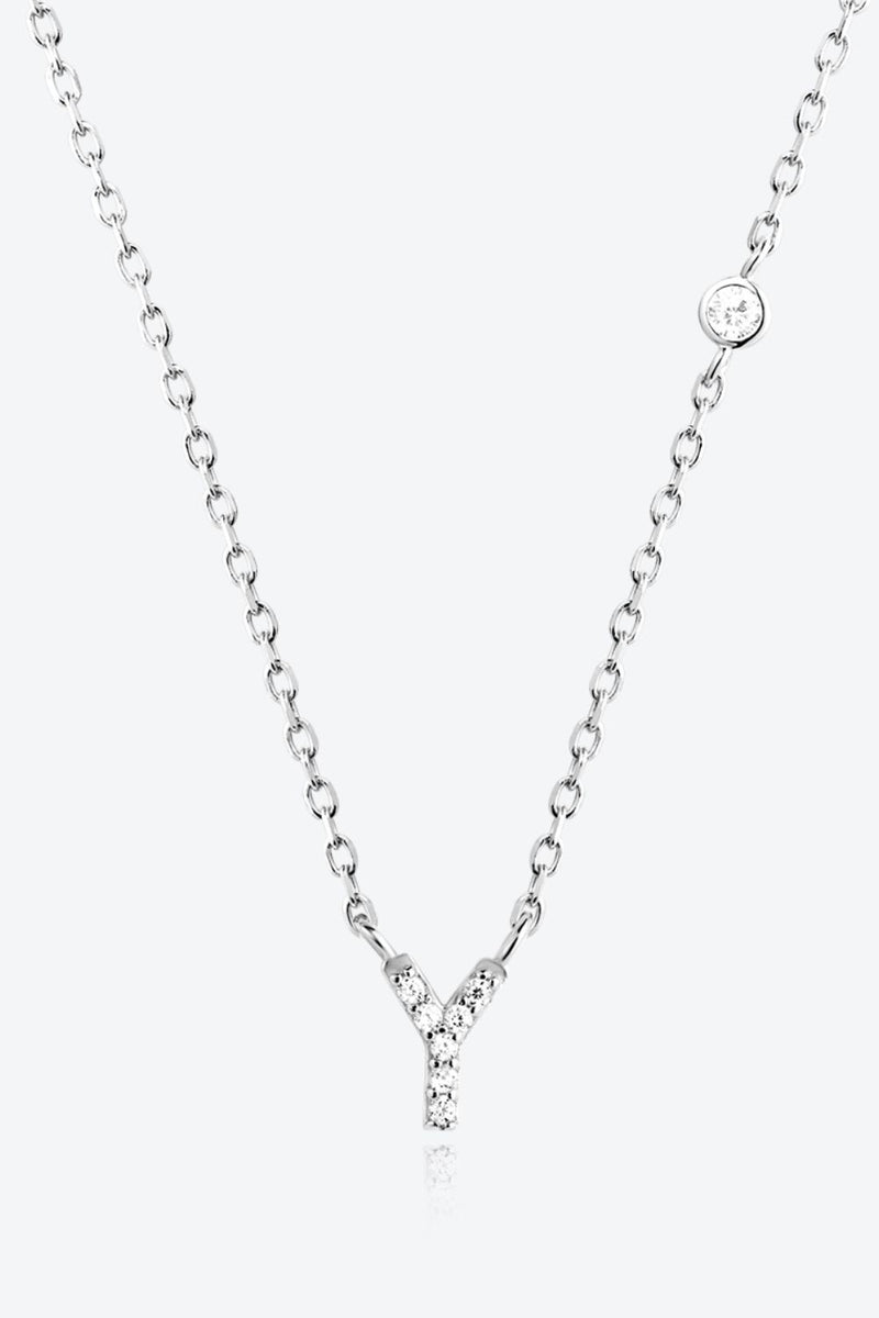 Angelina V To Z Zircon 925 Sterling Silver Necklace