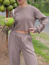 Angelika Waffle-Knit Round Neck Top and Pants Set