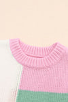 Nova Color Block Round Neck Drop Shoulder Sweater