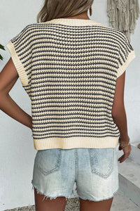 Luisa Striped Round Neck Sweater Vest