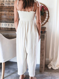 Hailey Smocked Spaghetti Strap Jumpsuit