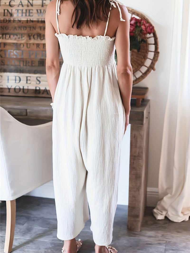 Hailey Smocked Spaghetti Strap Jumpsuit