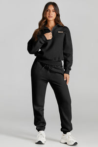 Princess Quarter Zip Top and Drawstring Pants Active Set