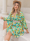 Piper Plus Size Printed Surplice Long Sleeve Mini Dress