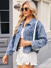 Yara Pearl Trim Long Sleeve Denim Jacket