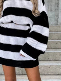 Adalyn Striped Turtleneck Sweater Dress