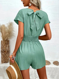 Nevaeh Tied Surplice Short Sleeve Romper