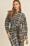 Lyric Plaid Flannel Front Tie Button Down Shirt Dress