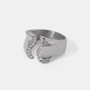 Ashlynn Stainless Steel Inlaid Rhinestone Bypass Ring