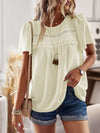 Callie Lace Detail Round Neck Short Sleeve Blouse