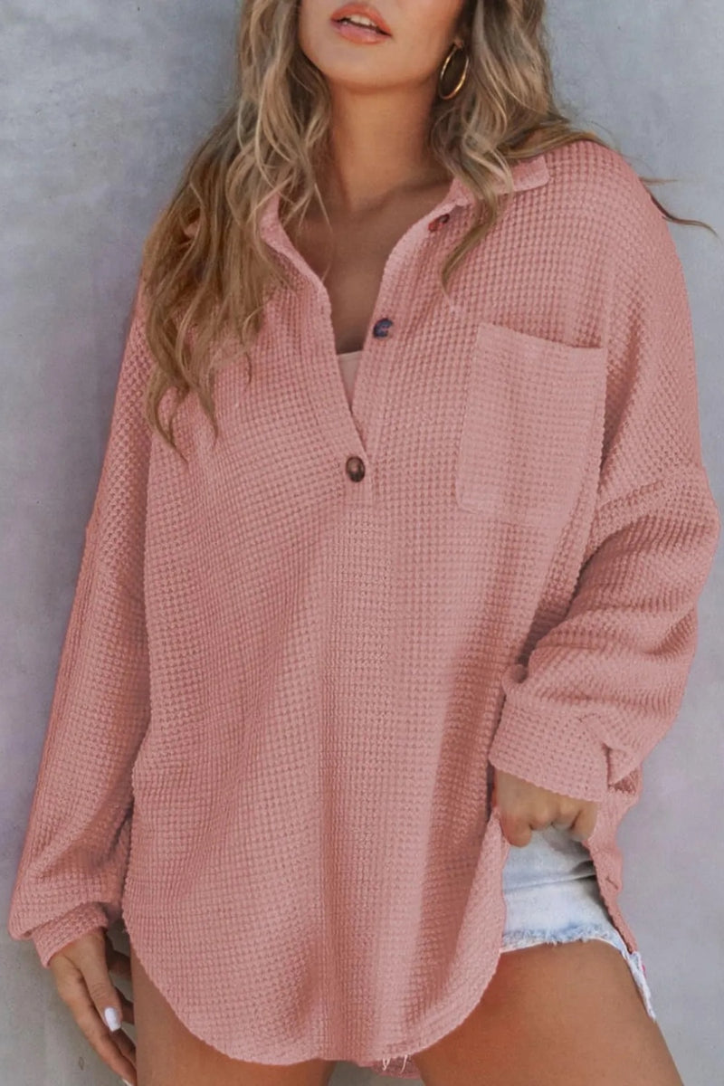 Nalani Half Button Long Sleeve Sweatshirt