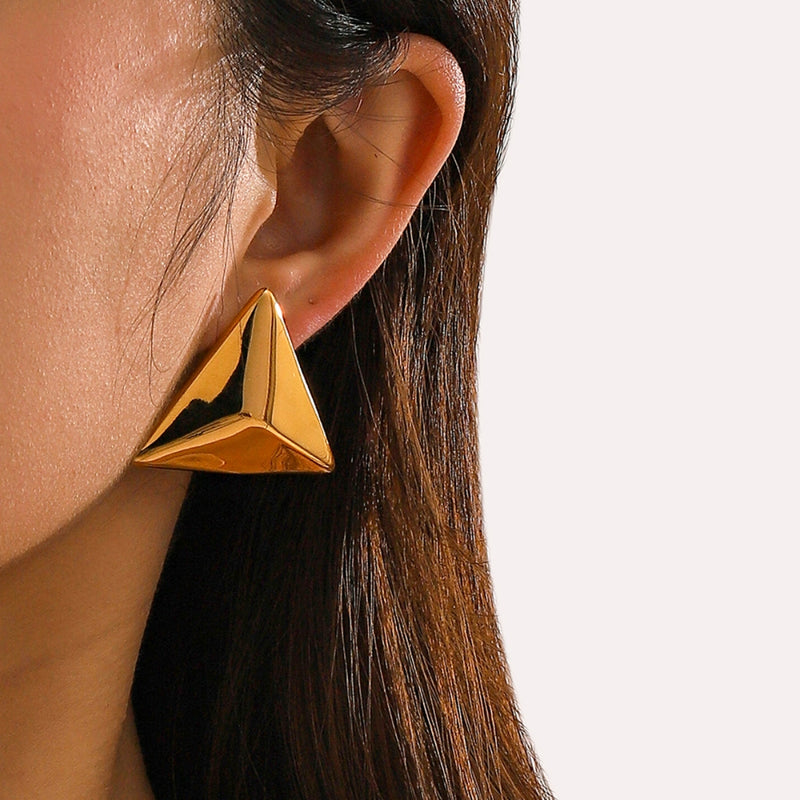 Samira Stainless Steel 3D Triangle Earrings