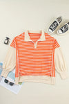 Adaline Slit Striped Long Sleeve Sweatshirt