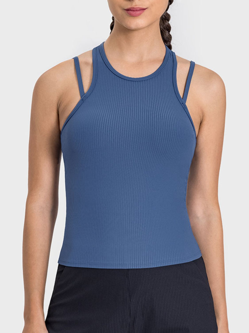 Kamilah Cutout Round Neck Racerback Active Tank