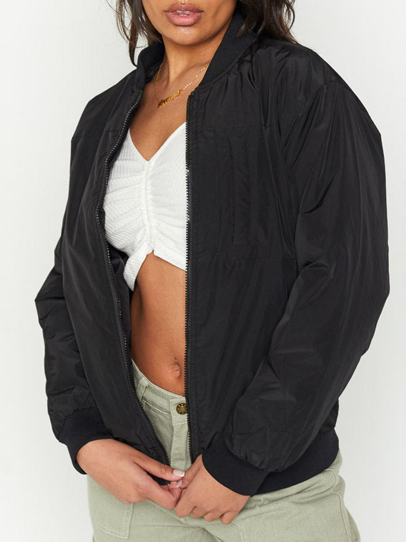 Ava Zip Up Baseball Collar Jacket with Pockets