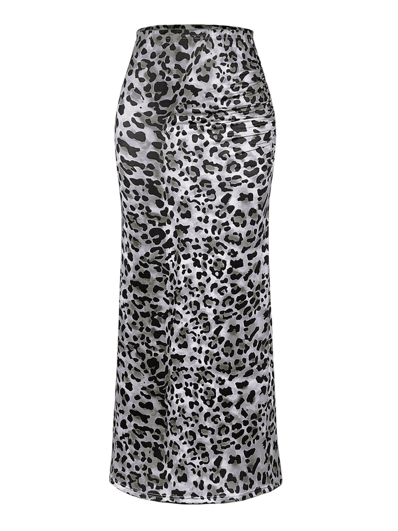 Lorelei Honey Slit Leopard Midi Skirt