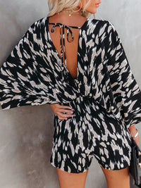 Monroe Tied Printed Kimono Sleeve Romper