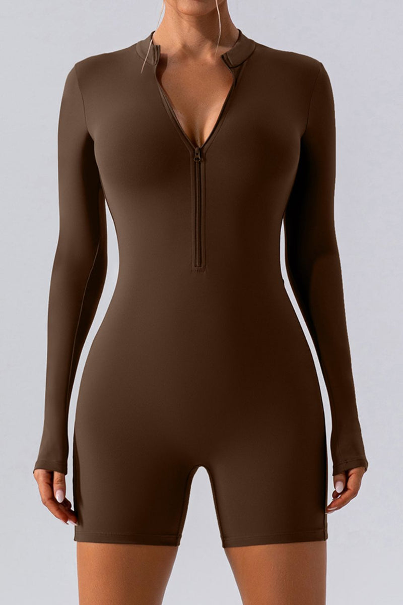 Ada Half Zip Long Sleeve Active Romper