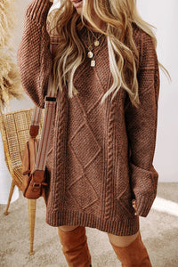 River Cable-Knit Round Neck Sweater Dress