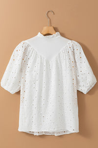 Kai Eyelet Button Up Half Sleeve Blouse