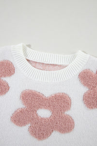 Sophie Flower Round Neck Long Sleeve Knit Top