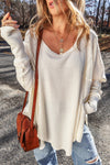 Dayana Exposed Seam Round Neck Long Sleeve Blouse